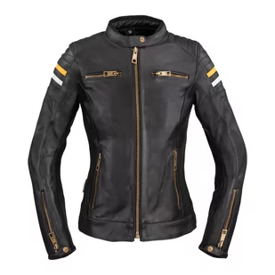 Damska skórzana kurtka motocyklowa W-TEC Stripe Lady, Czarny, L - Odzież motocyklowa - miniaturka - grafika 1