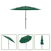 Parasole ogrodowe - The Living Store 3-poziomowy parasol na aluminiowym słupku - zielony - 3 m - Parasol Ogrodowy - miniaturka - grafika 1