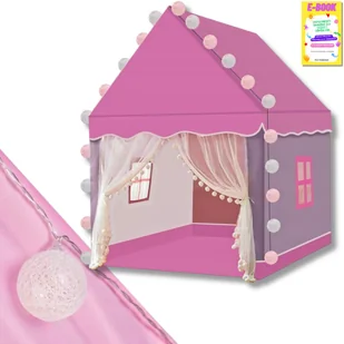 BESTSELLER Namiot Dla Dzieci Domek Zamek Pałac do Pokoju Ogrodu Domu + Lampki LED Róż + EBOOK - Namioty i tipi dla dzieci - miniaturka - grafika 1