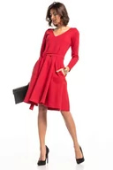 Sukienki - Rozkloszowana sukienka z kieszeniami (Czerwony, L) - miniaturka - grafika 1