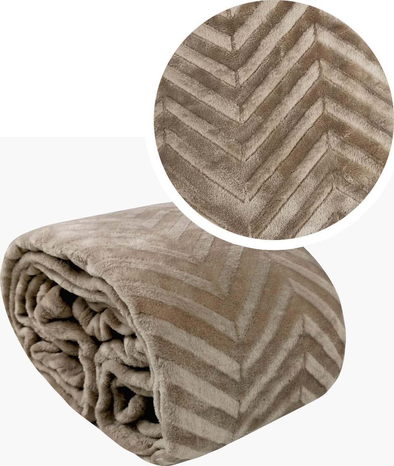 kontrast Miękki i gruby koc tłoczony jak narzuta COSTA 150x200 ciemny beżowy