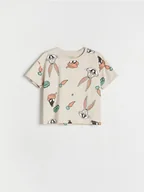 Bluzki dla niemowląt - Reserved - Bawełniany t-shirt Looney Tunes - złamana biel - miniaturka - grafika 1