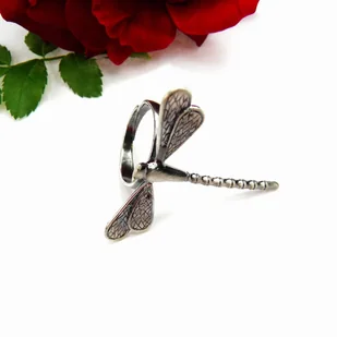 Pierścionek srebrny - Ważka W2 szary - Pierścionki Pierścionek srebrny - Ważka W2 szary - Pierścionki - miniaturka - grafika 1