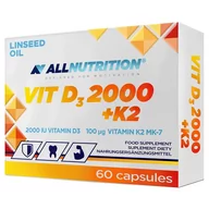 Witaminy i minerały - Allnutrition VIT D3 2000 + K2 Linseed Oil 60 Kapsułek - miniaturka - grafika 1