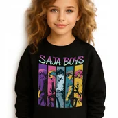 Bluzy dla dziewczynek - Bluza Dziecięca Czarna SAJA LOVE Do Przedszkola K-pop Muzyka Wz Rozm 140 cm - miniaturka - grafika 1