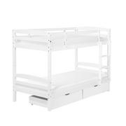 Łóżka dla dzieci i młodzieży - Beliani Łóżko piętrowe z szufladami drewniane 90 x 200 cm białe REGAT 249416 - miniaturka - grafika 1
