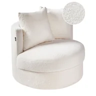 Fotele - Fotel obrotowy DALBY Boucle Biały B588796 - miniaturka - grafika 1
