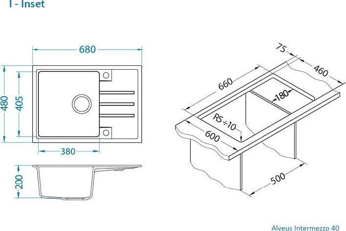 Alveus Intermezzo 40 twilightl 05 68x48 z syfonem manualnym