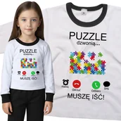 Piżamy dla dziewczynek - Piżama dziecięca Muszę Iść Puzzle Dzwonią 98/104 - VoloDonum - miniaturka - grafika 1