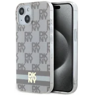 Etui i futerały do telefonów - Etui DKNY IML Checkered Mono Pattern & Printed Stripes MagSafe na iPhone 15 / 14 / 13 - beżowe - miniaturka - grafika 1