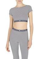 Koszulki i topy damskie - Emporio Armani Underwear Women's Printed Cotton Crop Top, Marine/Yogurt STR, XL, Marine/Yogurt Str, XL - miniaturka - grafika 1