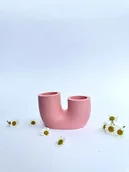 Świeczniki - Świecznik U różowy - miniaturka - grafika 1