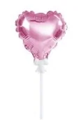 Materiały pomocnicze dla nauczycieli - Balon foliowy 10cm Serce na patyku różowy Walentynki ARPEX BLF3638ROZ - miniaturka - grafika 1