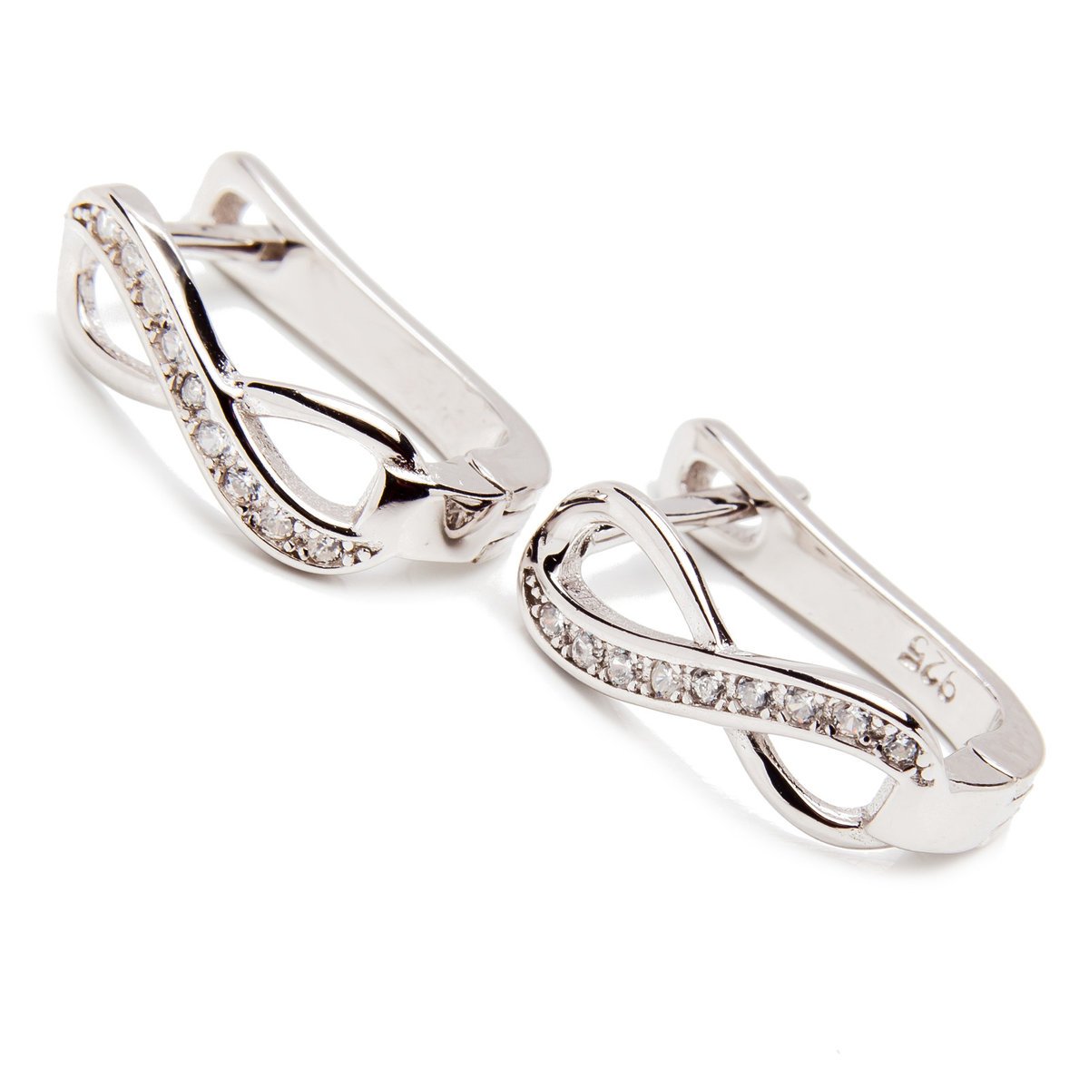 Srebrne kolczyki nieskończoność cyrkonie