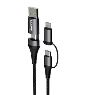 Dudao kabel przewód 4w1 microUSB - Lightning + USB Typ C - USB szary Power Delivery 65W 1m szary - Kable USB - miniaturka - grafika 2