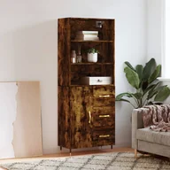 Witryny - vidaXL Witrynka przydymiony dąb 69,5x34x180 cm materiał drewnopochodny - miniaturka - grafika 1