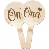 Dekoracje domu - TABLICZKI OCZEPINY ONA ON 4 szt. ZABAWA ŚLUB Y3 - miniaturka - grafika 1