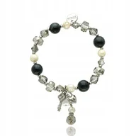 Bransoletki - Bransoletka Koralikowa Z Kamieniami Kryształ Górski, Kwarc, Perły Pudełko - miniaturka - grafika 1