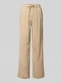 Spodnie damskie - Spodnie lniane z szerokimi nogawkami z elastycznym pasem model 'GOA' - miniaturka - grafika 1