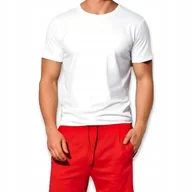 Piżamy damskie - PIŻAMA MĘSKA Wygodna Koszulka Czarna Krótki Rękaw Spodnki Czerwone - L - miniaturka - grafika 1