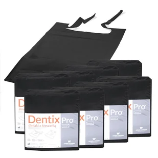 Śliniak dentystyczny z kieszonką 39cm x 48cm czarny podfoliowany 54g DentixPro 400szt - Sprzęt i akcesoria stomatologiczne - miniaturka - grafika 1