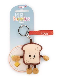 NICI 61804 breloczek tost z napisem „Love”, wierny towarzysz do plecaka lub torby, zawieszka do kluczy dla małych i dużych, 7 cm, brązowy - Plecaki - miniaturka - grafika 1