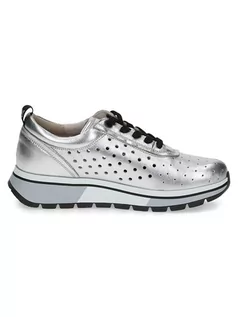 Trampki damskie - Caprice Skórzane sneakersy "Vanessa" w kolorze srebrnym - grafika 1