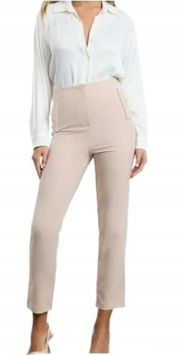 Trendyol Beżowe Eleganckie Spodnie Proste Z Wysokim Stanem 42 Mqi