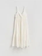 Sukienki - Reserved - Sukienka z ażurowym haftem - biały - miniaturka - grafika 1