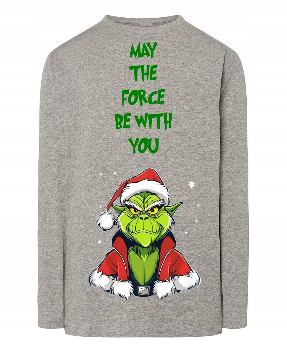 Longsleeve męski Świąteczny YodaGrinch Niech Moc będzie z Tobą r.M