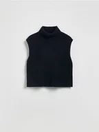 Swetry damskie - Reserved - Dzianinowa kamizelka z golfem - granatowy - miniaturka - grafika 1