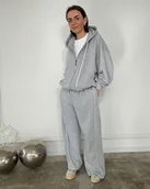 Bluzy damskie - Bluza Wow light grey kapturem - miniaturka - grafika 1