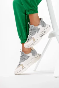 Beżowe sneakersy na platformie damskie buty sportowe sznurowane Casu 13-11-21-BEG - Buty dla dziewczynek - miniaturka - grafika 1