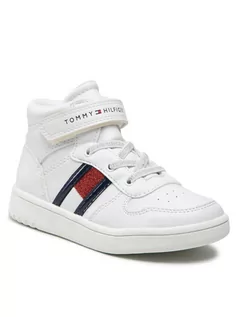 Buty dla dziewczynek - Tommy Hilfiger Sneakersy Higt Top Lace-Up/Velcro Sneaker T3A9-32330-1438 S Biały - grafika 1