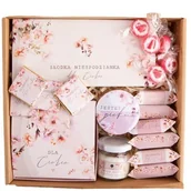 Zestawy upominkowe - KOSZ PREZENTOWY ZESTAW BOX dla niej kobiety świeca sojowa lusterko słodycze - miniaturka - grafika 1