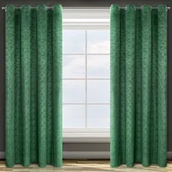 Zasłony - Zasłona Gotowa Na Przelotkach 140X250 Geometryczny Wzór Zielona Ciemna Welurowa Ellen - miniaturka - grafika 1