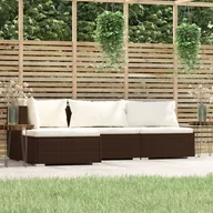 Meble ogrodowe - shumee 4 cz ogrodowy zestaw wypoczynkowy poduszki rattan PE brąz - miniaturka - grafika 1