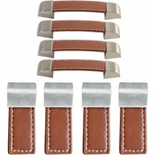 Zawiasy, okucia i inne akcesoria - Zestaw 8 uchwytów meblowych ze skóry (58 mm, 128 mm), klamki do drzwi ze skóry, uchwyty do mebli ze skóry, uchwyty do szafek ze skóry - miniaturka - grafika 1