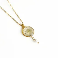 Naszyjniki - Naszyjnik z kwiatami i perłą, prezent na dzień matki - miniaturka - grafika 1