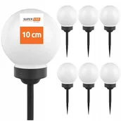 Lampy ogrodowe - SuperLED Lampa ogrodowa Kula solarna LED 10 cm wbijana naziemna biała - miniaturka - grafika 1