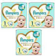 Pieluchy - 3x Pieluchy PAMPERS Premium Care roz 1 (2-5 kg) 26 szt - miniaturka - grafika 1