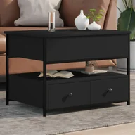 Ławy i stoliki kawowe - Stolik kawowy czarny 70x50x50 cm materiał drewnopochodny i metal - miniaturka - grafika 1