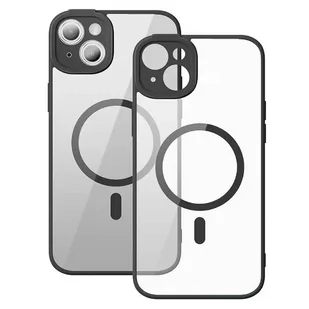 Zestaw ochronny Baseus Frame przeźroczyste etui magnetyczne i szkło hartowane do iPhone 14 Plus (czarny) - Etui i futerały do telefonów - miniaturka - grafika 1
