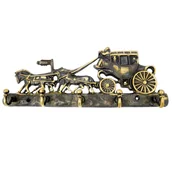 Wieszaki do szafy - Mosiężny wieszak ścienny - kareta, 5 haczyków Uniwersalny - miniaturka - grafika 1