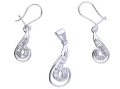 Zestawy biżuterii dla kobiet - Srebrny komplet biżuterii 925 wiszące kolczyki - miniaturka - grafika 1