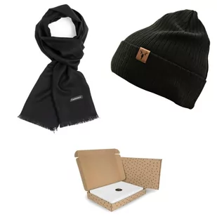 ZESTAW PREZENTOWY dla Mężczyzny - Czapka Zimowa + Szalik Cashmere + eleganckie Pudełko - Apaszki i szaliki męskie - miniaturka - grafika 1