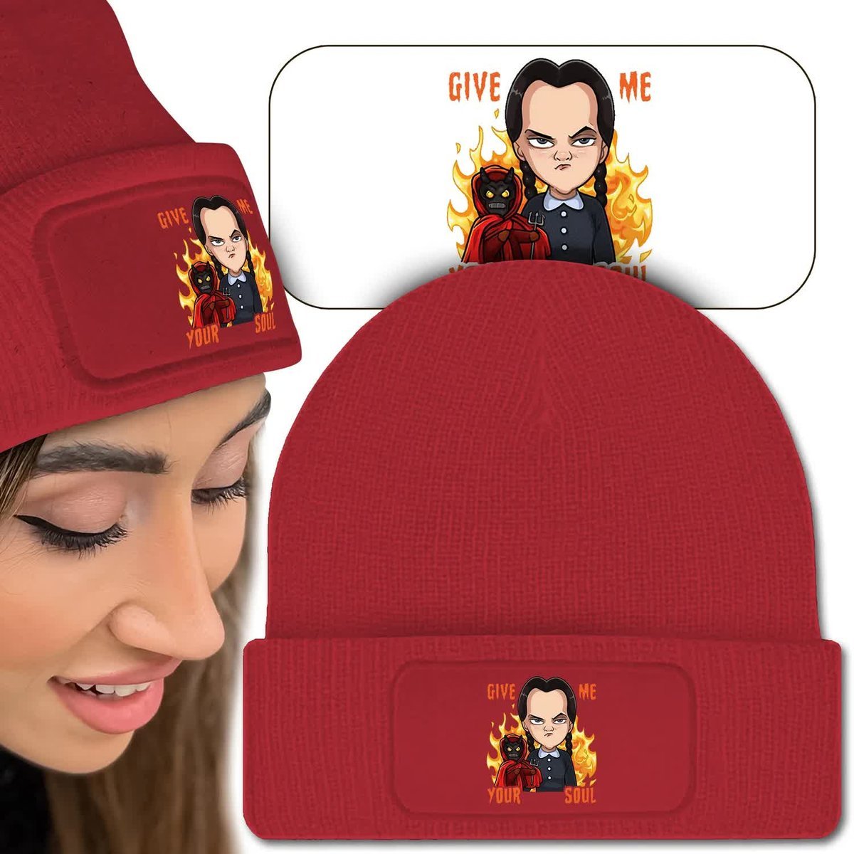 Ciepła Czapka Zimowa Czerwona SERIALOWE Modne Wz