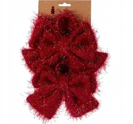 Ozdoby bożonarodzeniowe - Kokardy świąteczne dekoracyjne zestaw 2 szt. 18x20 cm czerwone błyszczące - miniaturka - grafika 1