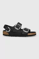 Sandały damskie - Birkenstock sandały skórzane Milano damskie kolor czarny - miniaturka - grafika 1