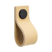 Zawiasy, okucia i inne akcesoria - Uchwyt meblowy Loop 65 skórzany naturalny z czarnym - miniaturka - grafika 1